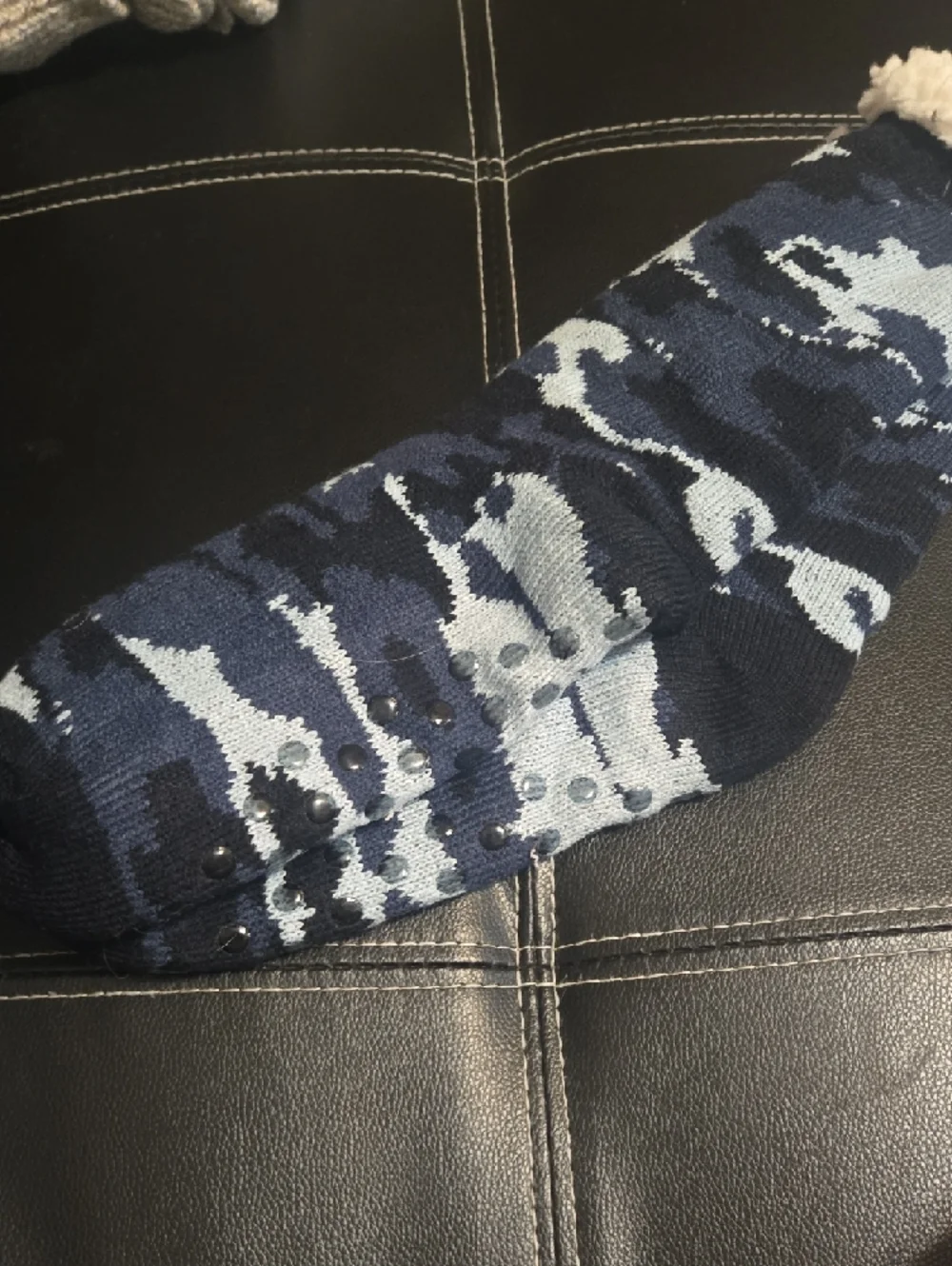 Women's Navy Blue Camo Sherpa-Lined Cozy Socks
